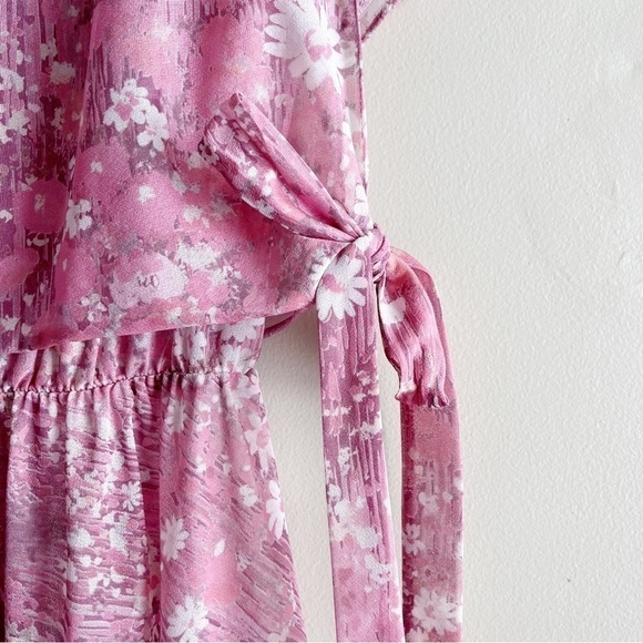 Vintage‎ 60’s Pink Floral Blouson Midi Dress, Size 6 - Picture 5 of 11